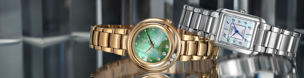 Citizen L watches, featuring Citizen L Arcly EM1113-58Y and Bianca model EW5600-52D image.